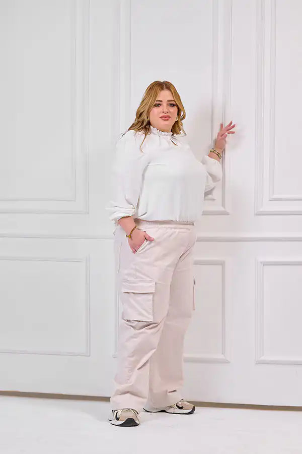 Plus Size Cargo Trousers Beige | Tobay