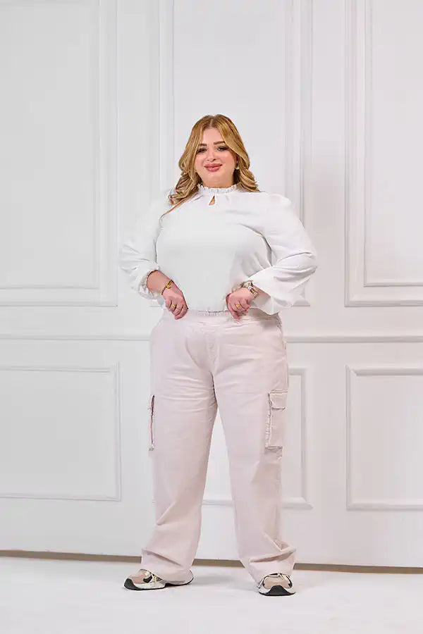 Plus Size Cargo Trousers Beige | Tobay