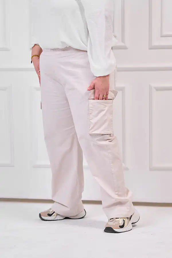 Plus Size Cargo Trousers Beige | Tobay