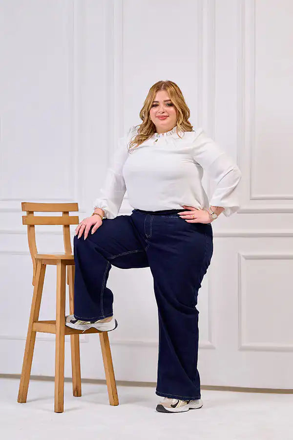 Plus Size Dark Wash Wide Leg Jeans | Tobay