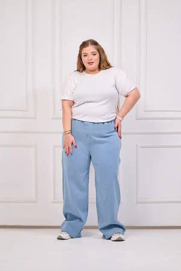 Plus Size Wide Leg Light Wash Jeans | Tobay