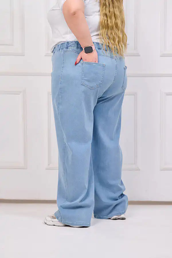 Plus Size Wide Leg Light Wash Jeans | Tobay