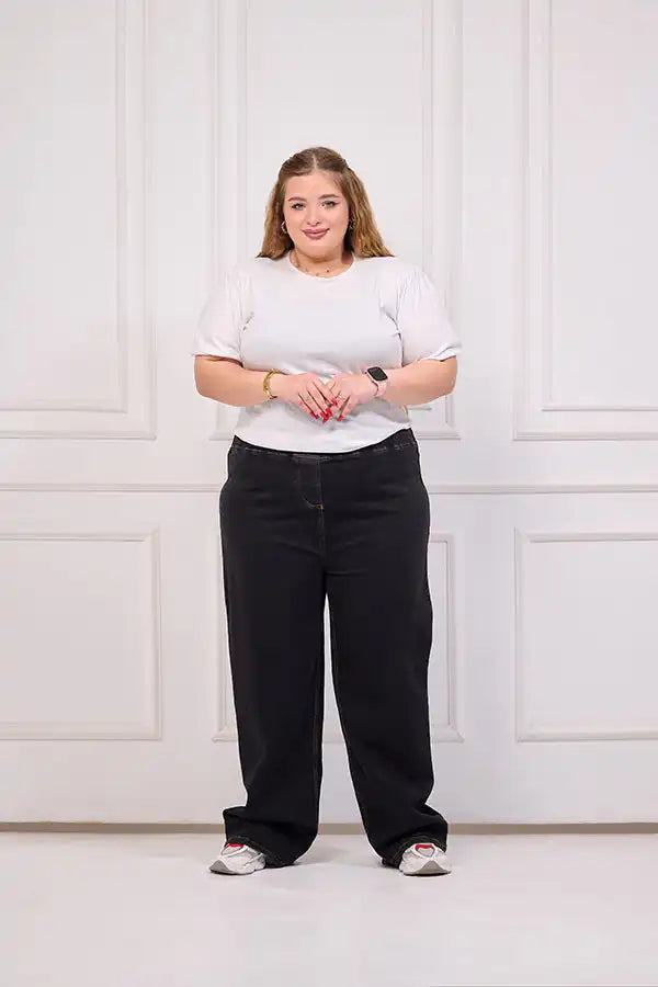 Black Plus Size Wide Leg Jeans | Tobay