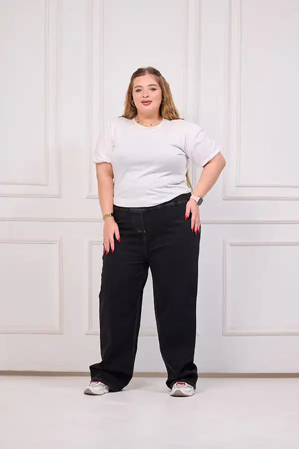 Black Plus Size Wide Leg Jeans | Tobay