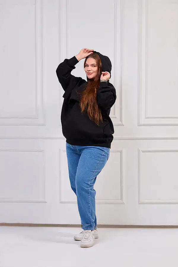 Winter Maternity & Nursing Hoodie - Black