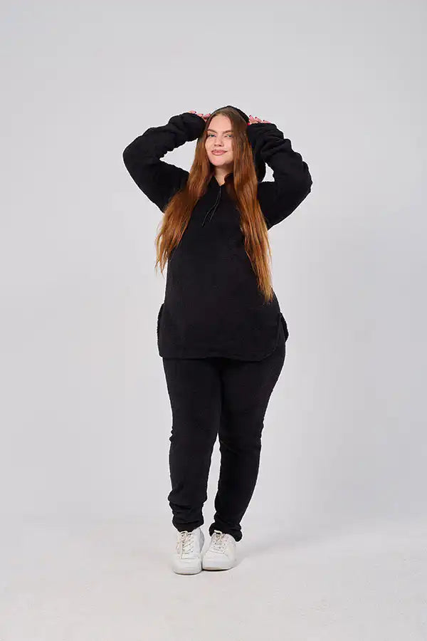 Maternity Winter Fur Suit - Black