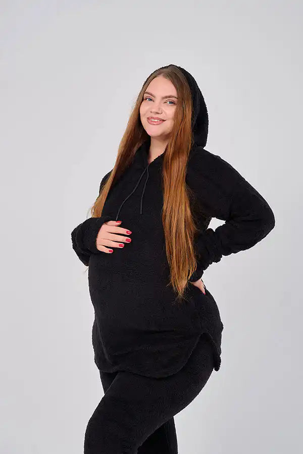 Maternity Winter Fur Suit - Black