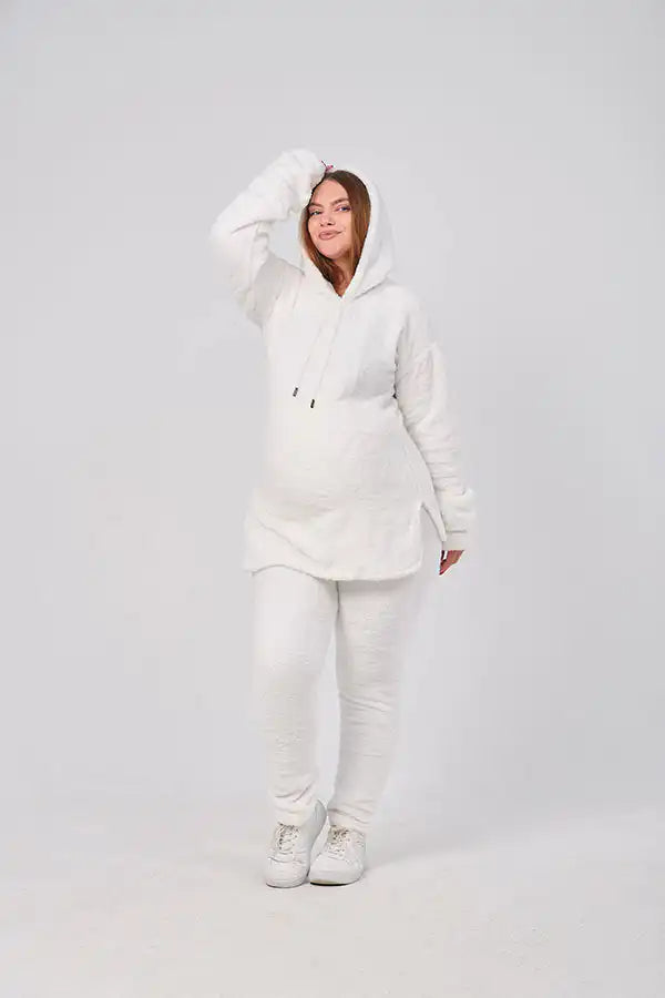 Furry winter maternity set - off-white