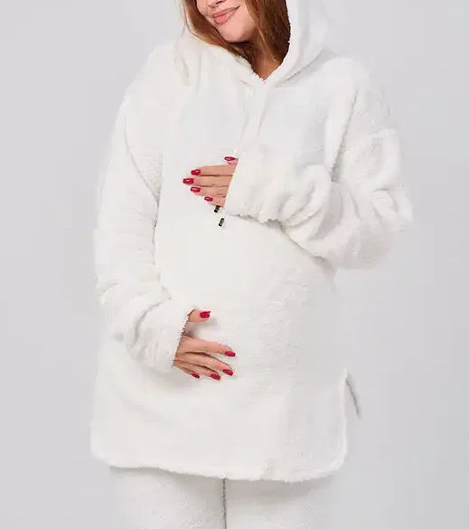 Furry winter maternity set - off-white