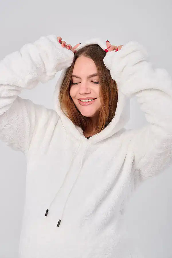 Furry winter maternity set - off-white