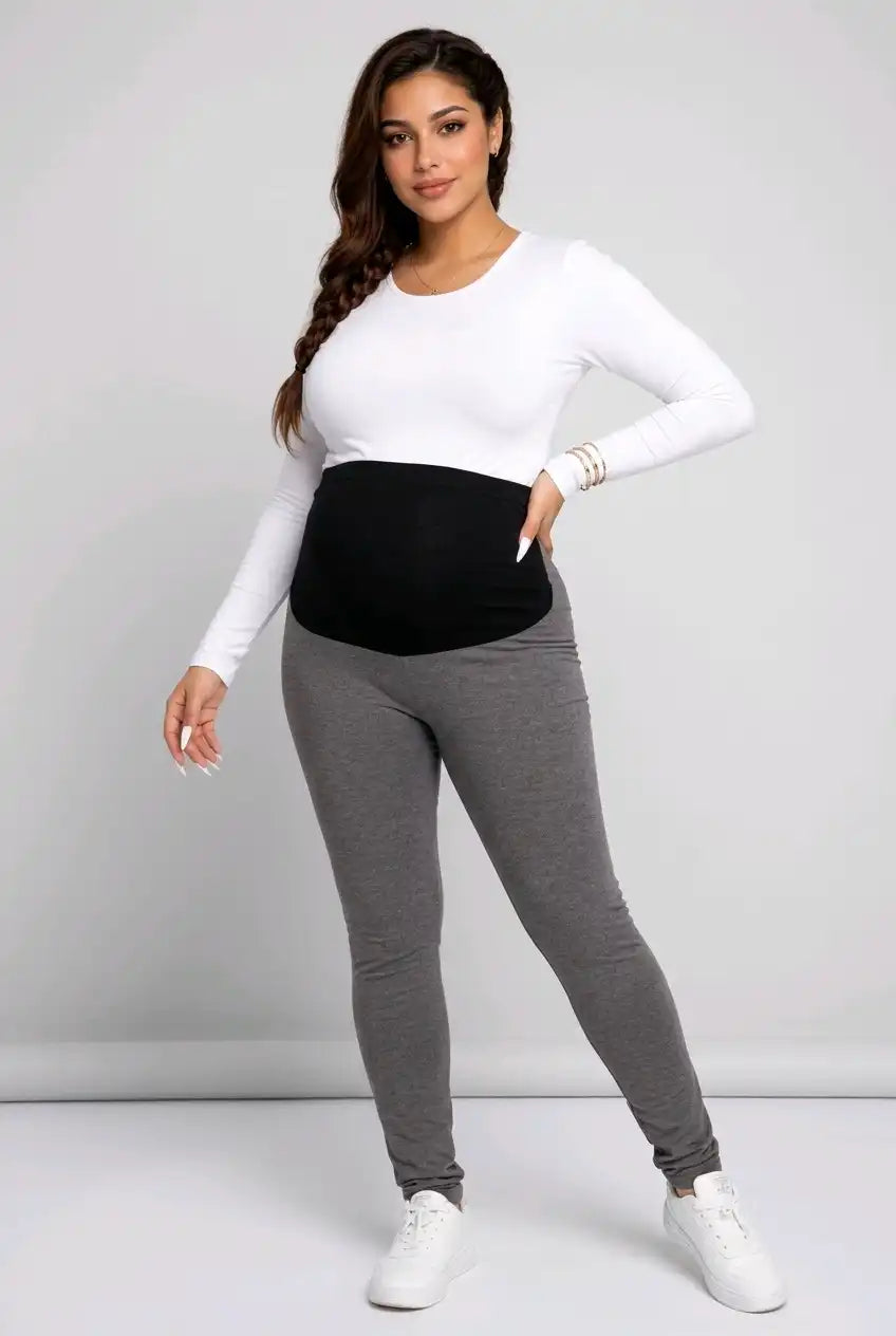 100% Pure Cotton Maternity Stretch Top - Dark Grey | Tobay