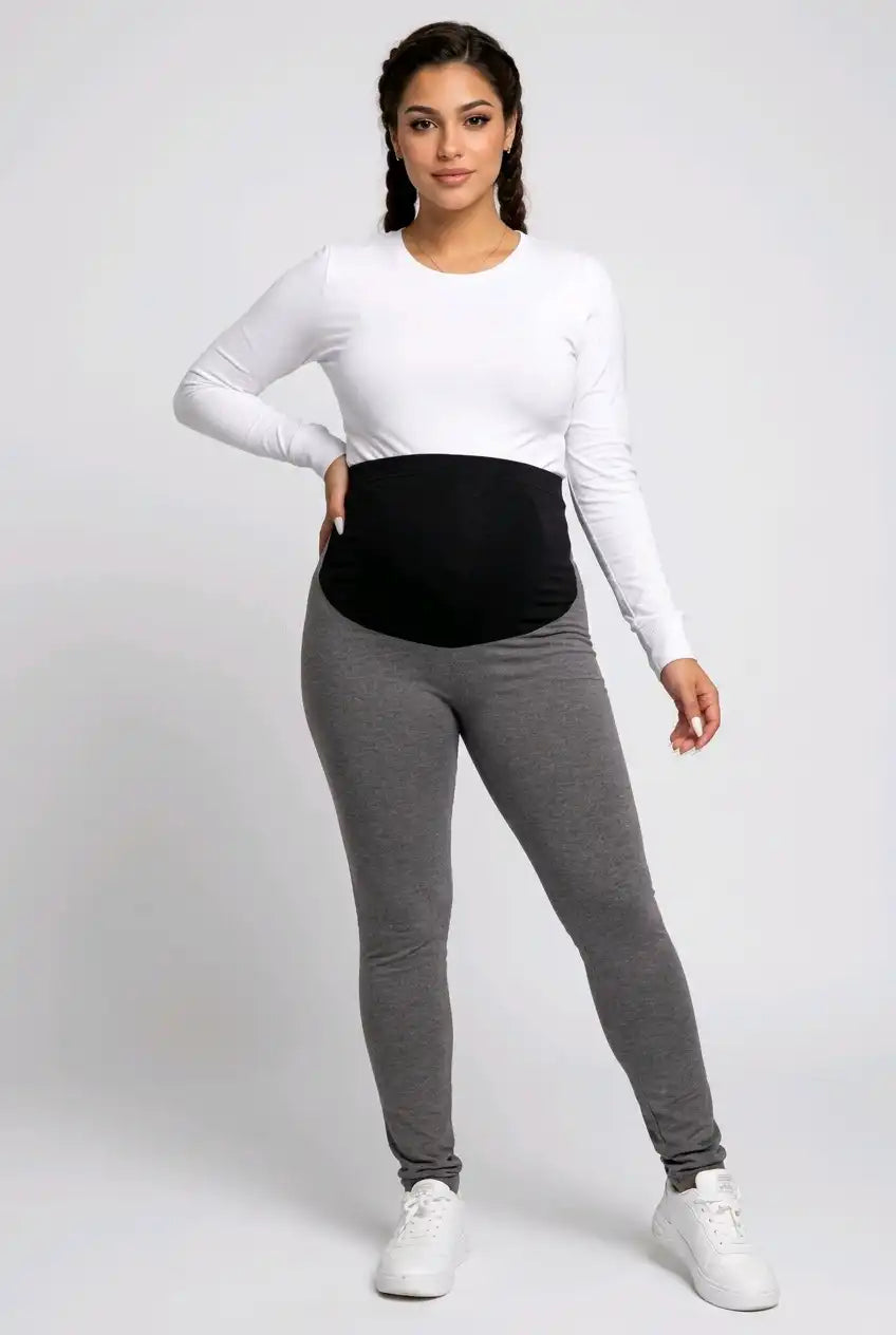 100% Pure Cotton Maternity Stretch Top - Dark Grey | Tobay