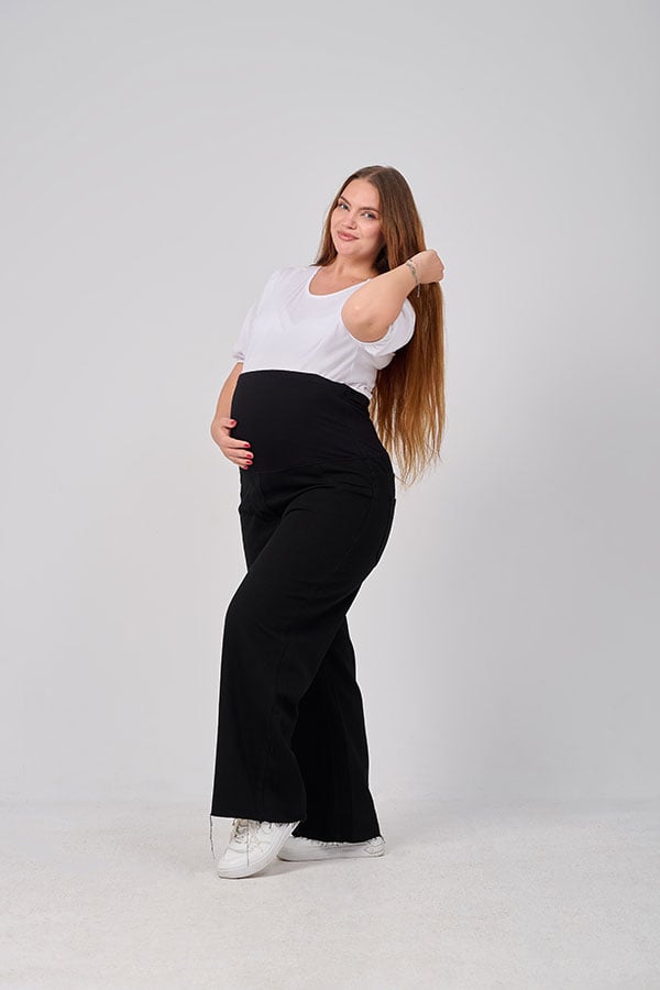 Black Wide Leg Maternity Jeans - Comfortable & Casual | Tobay