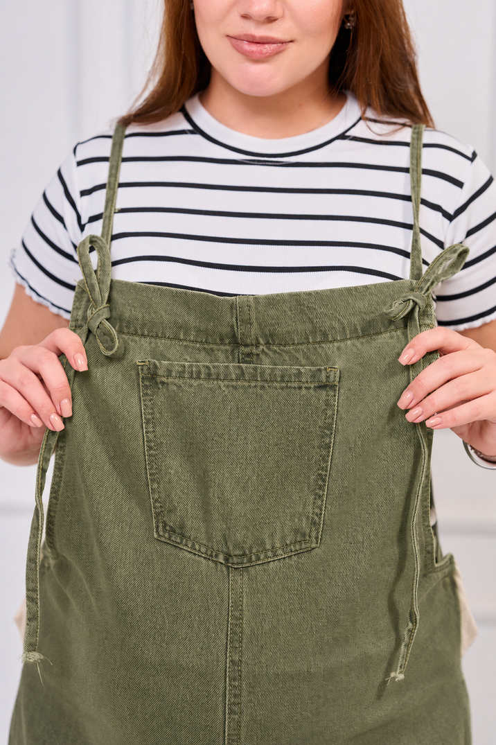 Denim Maternity Overalls - Olive Green | Tobay