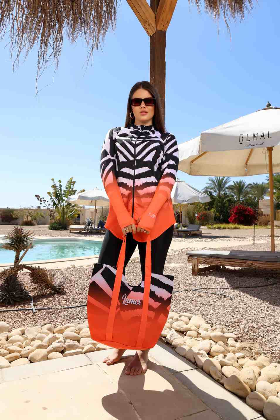 Orange Splash swimsuit, trendy and chic | Tobay