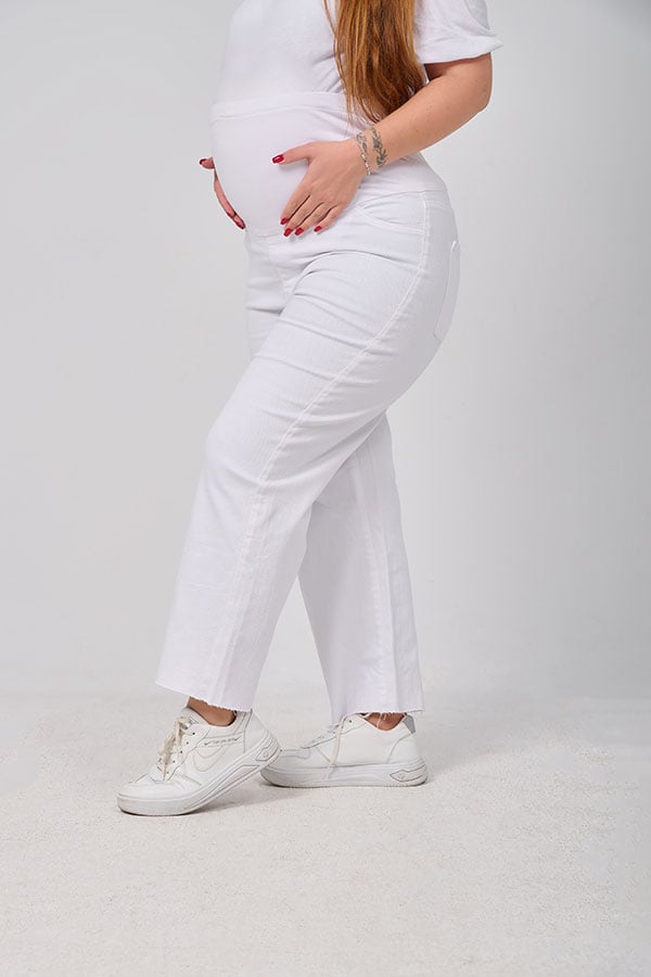 White Wide Leg Maternity Jeans - Comfortable & Stylish | Tobay