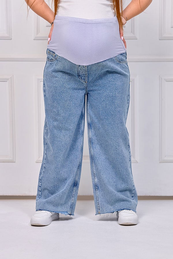 Light Wash Wide Leg Maternity Jeans - Comfortable | Tobay