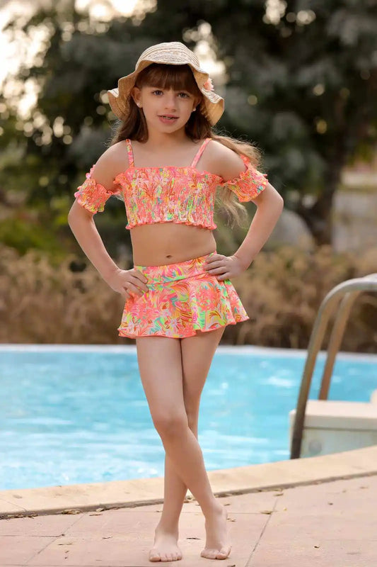 Tropical Neon Kids Swimsuit | Tobay