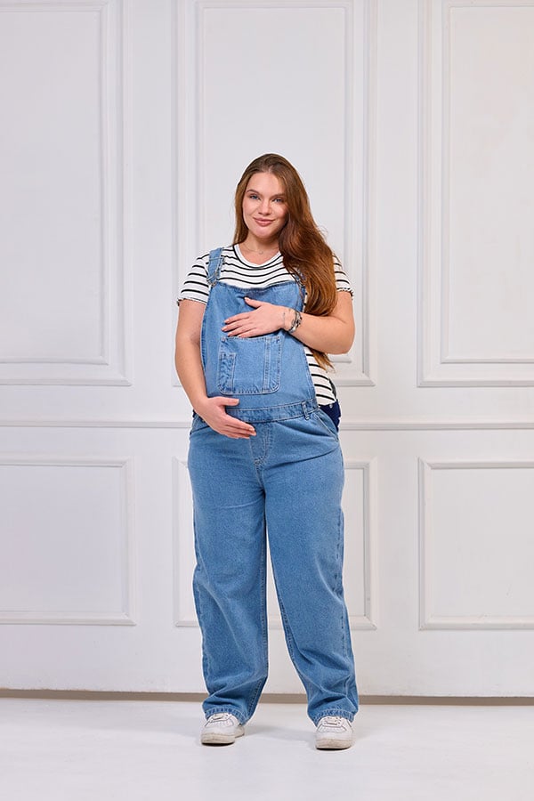 Dark Wash Denim Maternity Overalls - With Pockets | Tobay