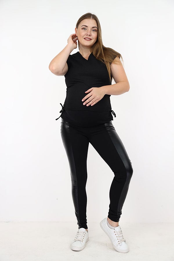 Maternity Skinny Leggings in Leather - Comfortable & Firm | Tobay