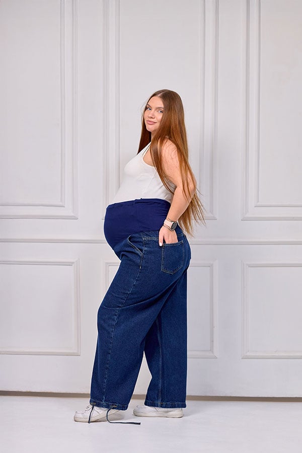 Maternity Wide-Leg Jeans 2-in-1 - Dark Wash - Practical & Unique | Tobay