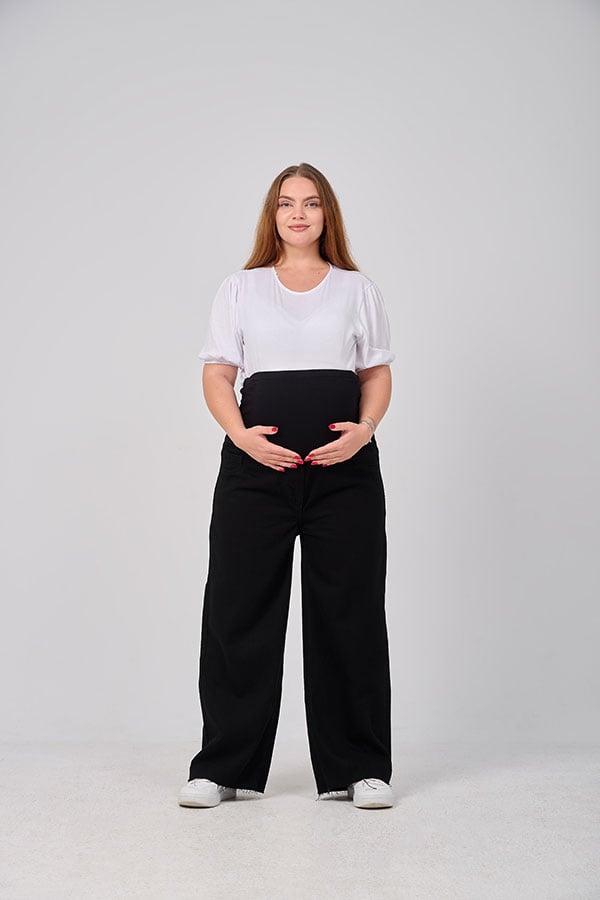 Black Wide Leg Maternity Jeans - Comfortable & Casual | Tobay
