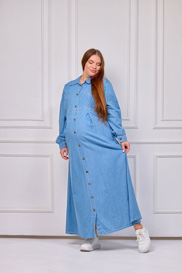 Maternity & Nursing Denim Dress | Tobay