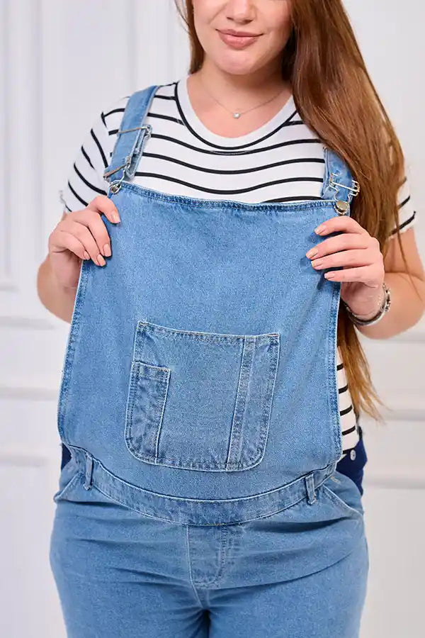 Dark Wash Denim Maternity Overalls - With Pockets | Tobay