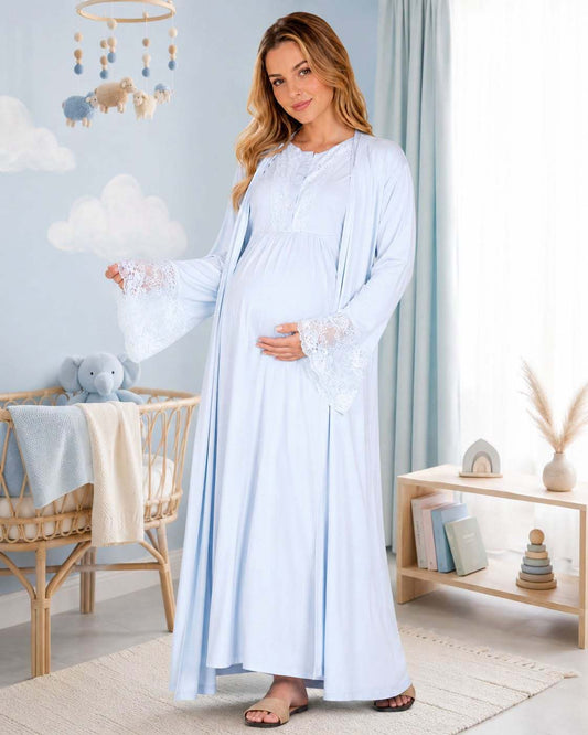 طقم المستشفى والولادة للأم 2 قطعة – Baby Blue | Tobay