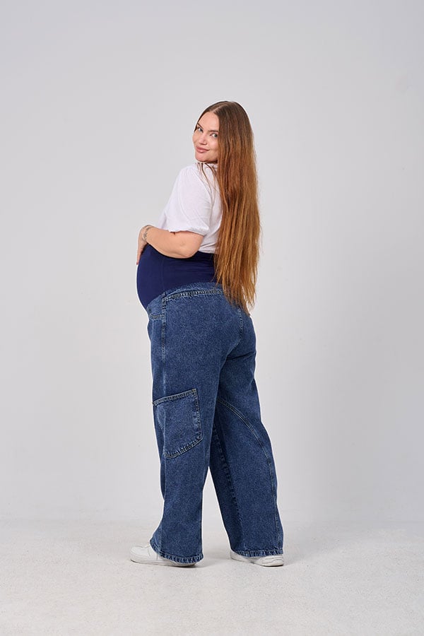 Dark wash baggy maternity jeans - comfortable and chic | Tobay