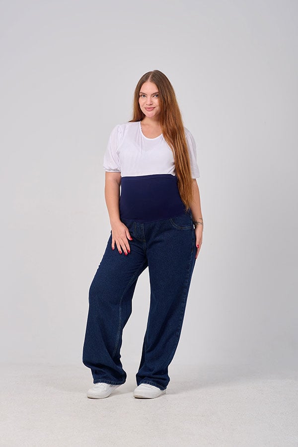Dark Wash Straight Leg Maternity Jeans - Comfortable & Roomy | Tobay