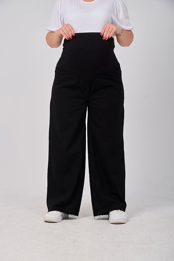 Black Wide Leg Maternity Jeans - Comfortable & Casual | Tobay