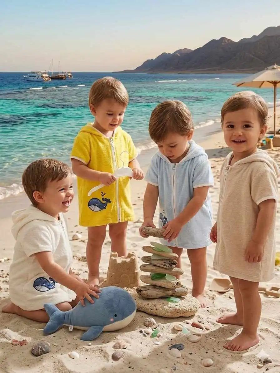 Cotton Hooded Kids Beach Poncho | TOBAY