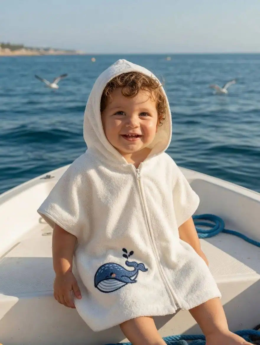 Cotton Hooded Kids Beach Poncho | TOBAY
