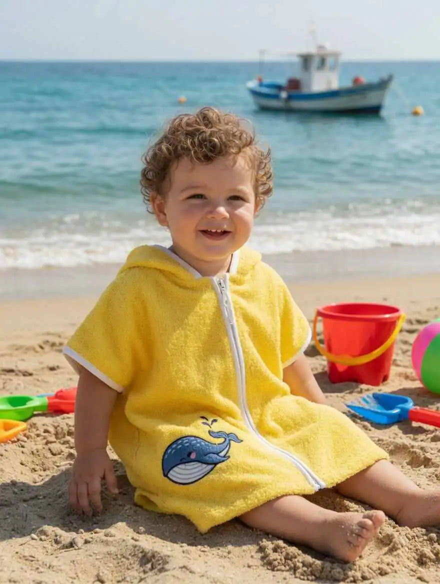 Cotton Hooded Kids Beach Poncho | TOBAY