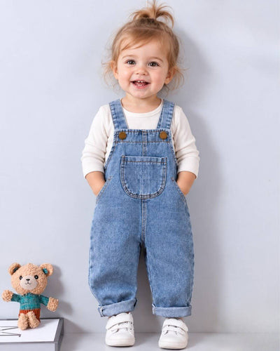 Kids Front-Pocket Denim Overalls – Unisex | TOBAY