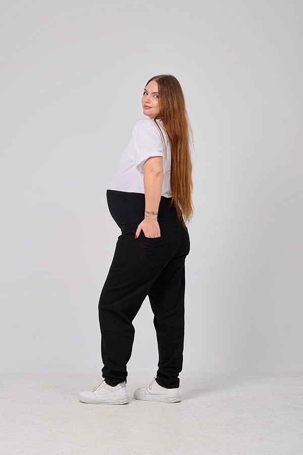 Black Boyfriend Maternity Jeans - Comfortable & Practical | Tobay