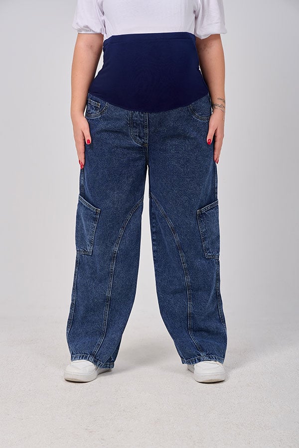 Dark wash baggy maternity jeans - comfortable and chic | Tobay