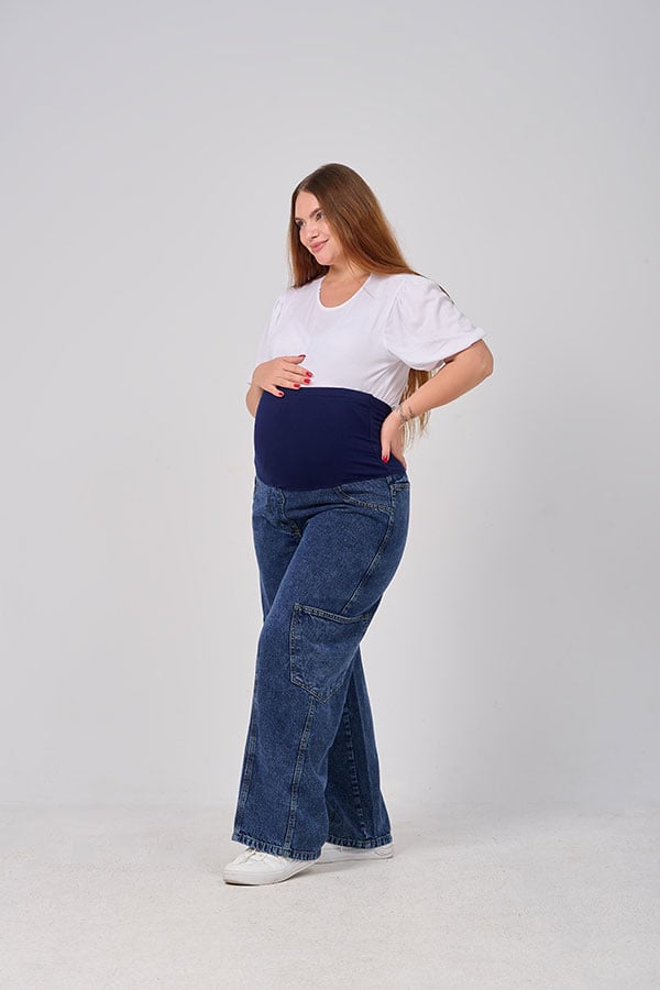 Dark wash baggy maternity jeans - comfortable and chic | Tobay