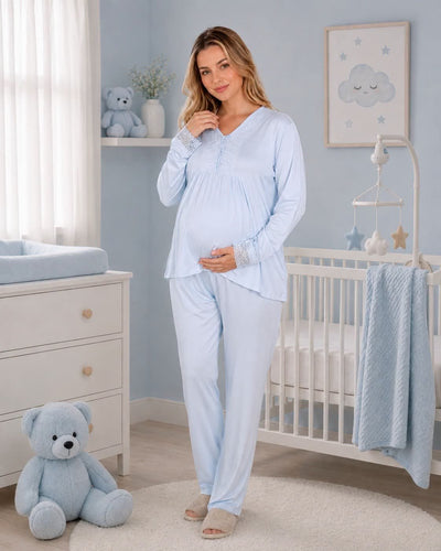 Maternity & Nursing Pajama Set – Soft 2-Piece Sleepwear | TOBAY