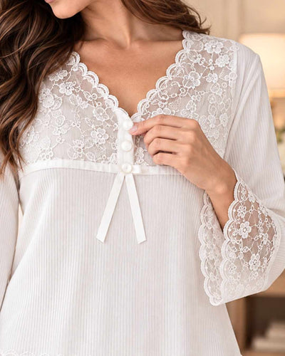Maternity Pyjama Set 3-Piece – Off-White | Tobay