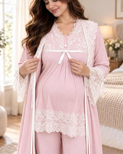 Maternity Pyjama Set 3-Piece – Soft Pink | Tobay