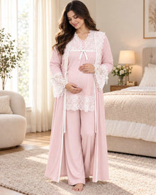 Maternity Pyjama Set 3-Piece – Soft Pink | Tobay