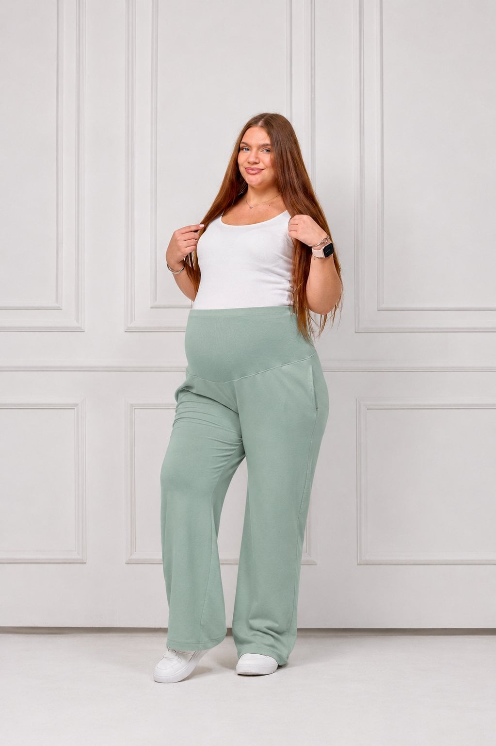 Cotton Maternity Yoga Pants - Mint Green - Comfortable & Suitable for Movement | Tobay