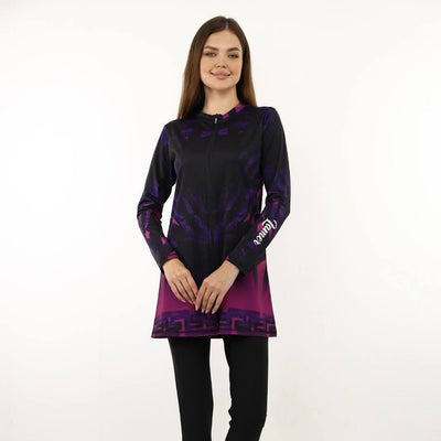 مايوة "Purple &amp; Black Print" محتشم و مريح| TOBAY