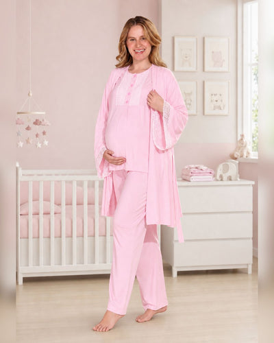 Maternity pyjama & Hospital Delivery Set 3-pieces – Pink | Tobay
