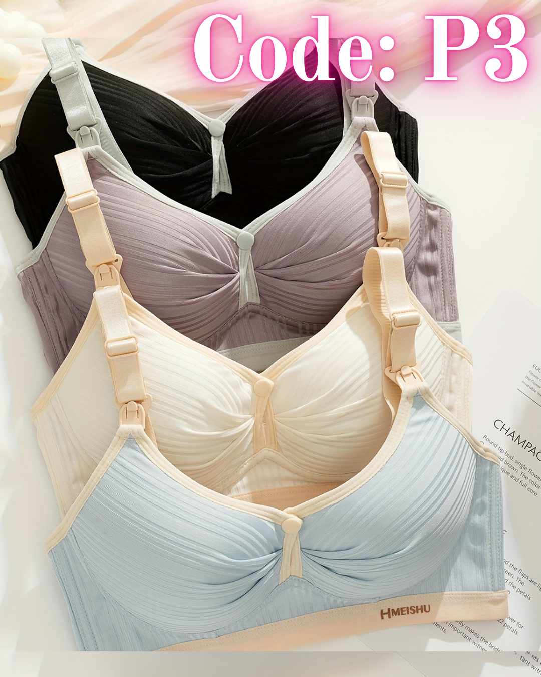 مجموعة 2 برا رضاعة + بانتي حمل - 3 قطع | Tobay