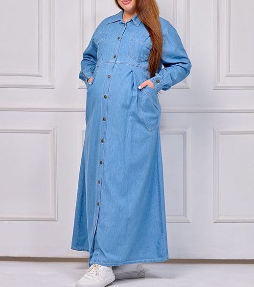 Maternity & Nursing Denim Dress | Tobay