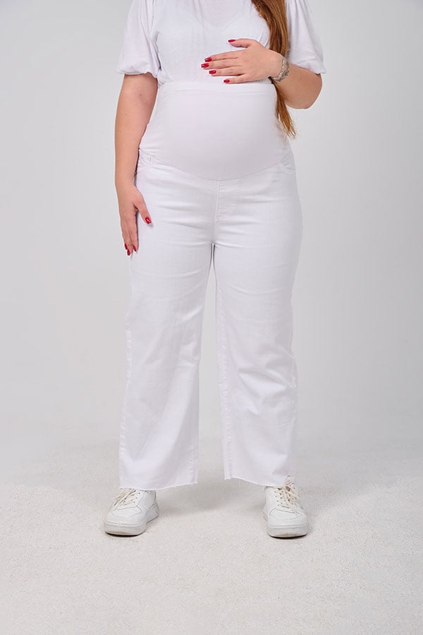 White Wide Leg Maternity Jeans - Comfortable & Stylish | Tobay